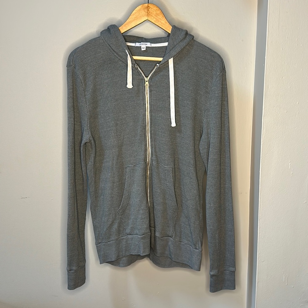 Gustin waffle zip up hoodie - stone